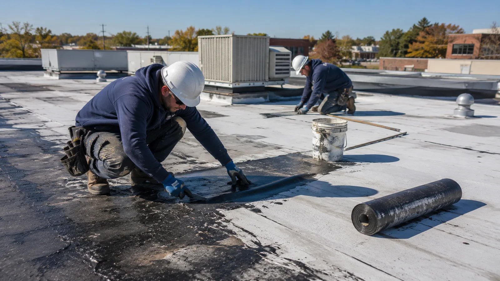 Commercial flat roof repair in Pittsburgh