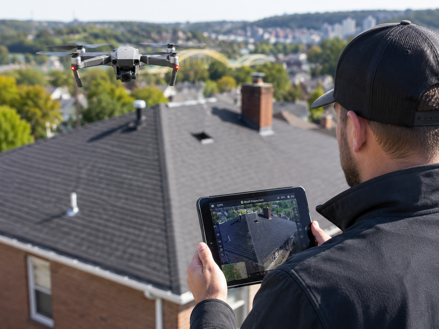 Drone roof inspection used to document a Pittsburgh roofing job
