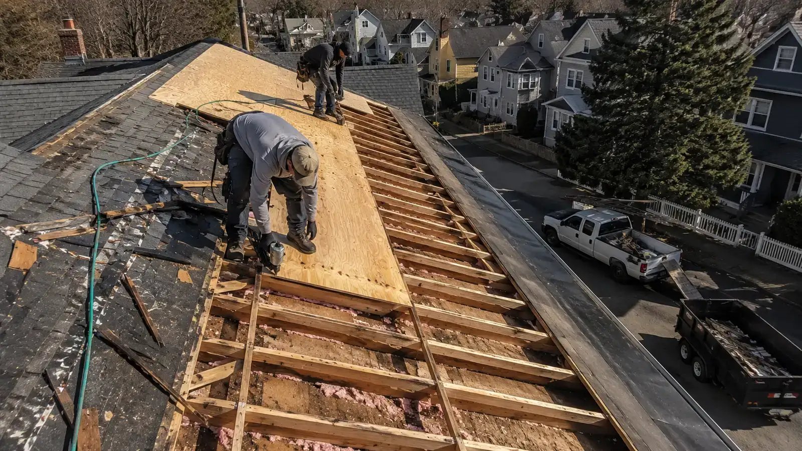 Roof deck replacement during a Pittsburgh reroof